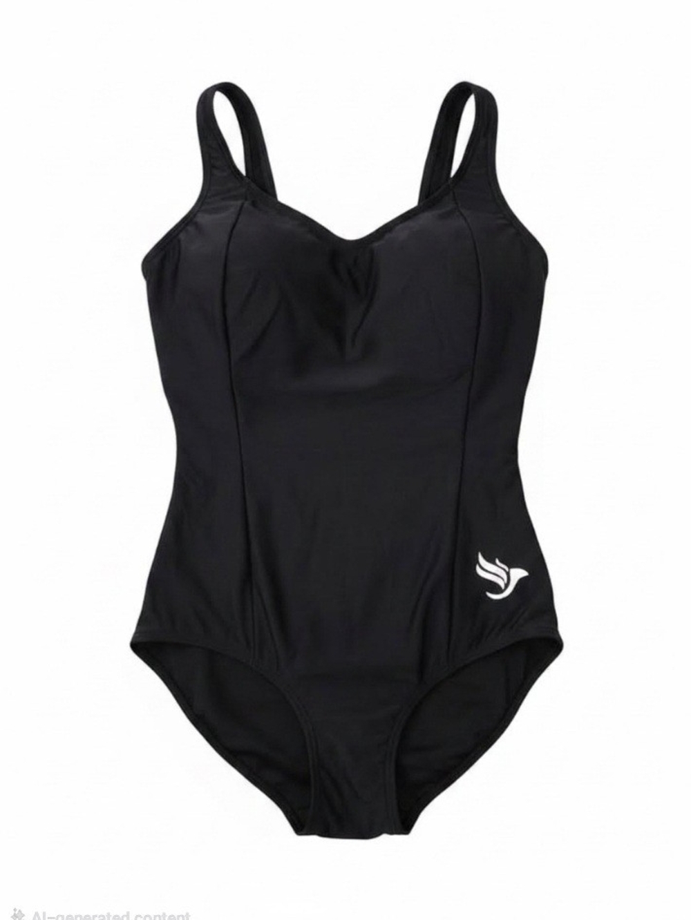 Source Unknown Black Women's One-Piece Swimsuit with White Logo